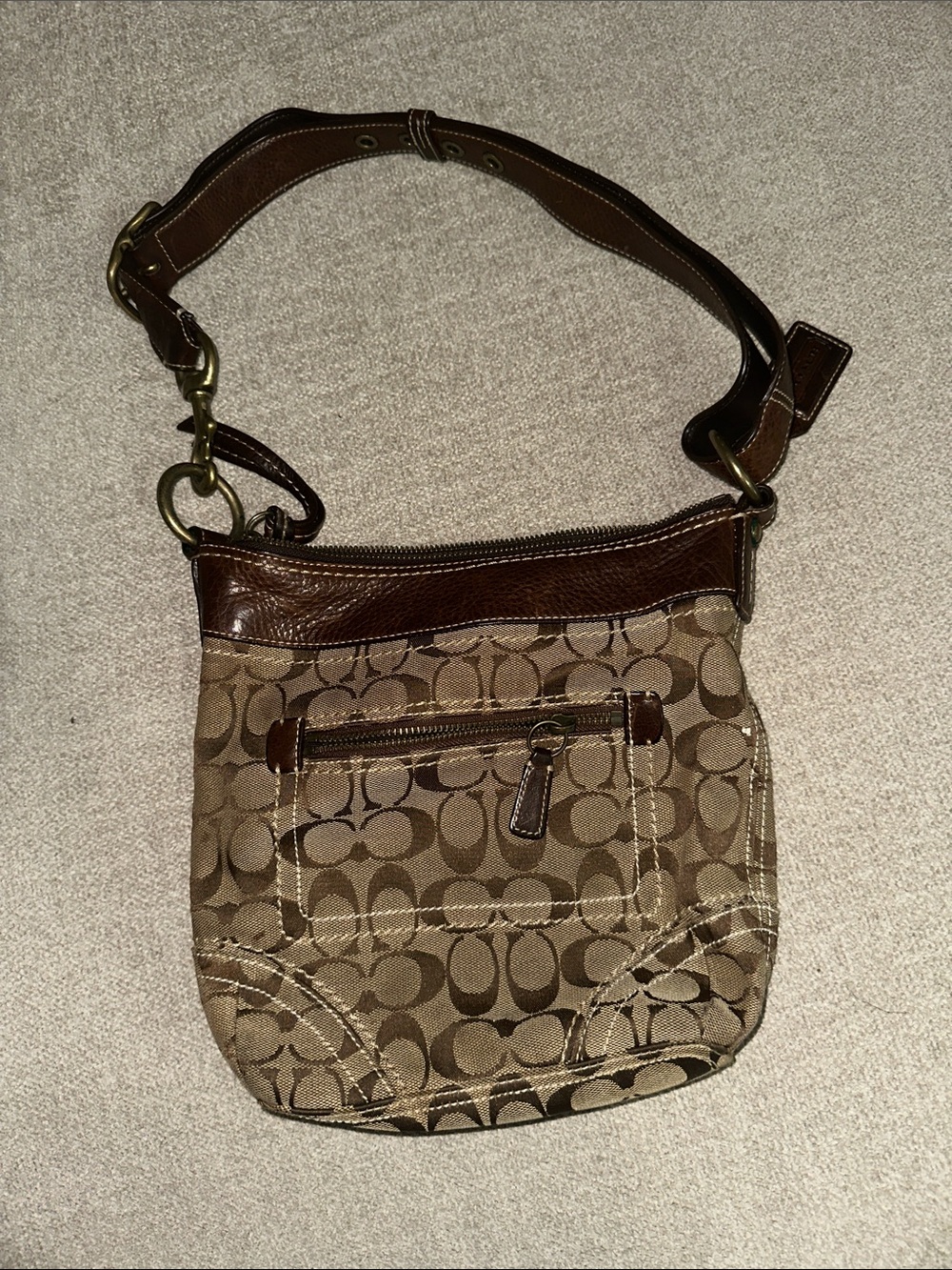 Coach Beige and Brown Signature Canvas Crossbody